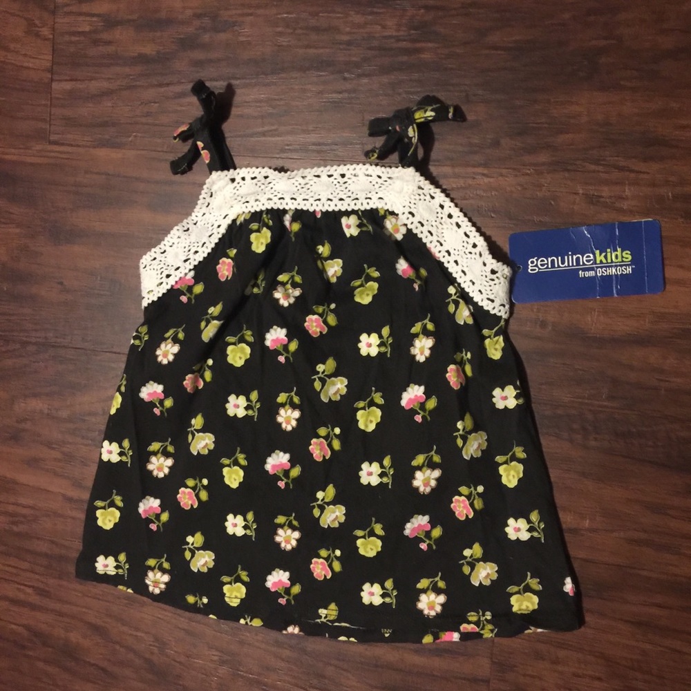 Osh Kosh Baby Top Black With White Flowers 24M